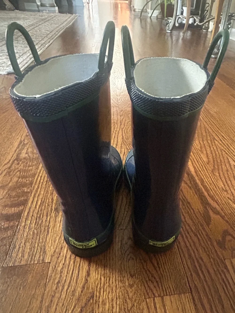 Western Chief Navy Rubber Rain Boots Waterproof Outdoor Mud Boots Kids Size 1